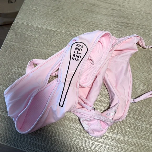 Frankie's Bikinis Light Pink Thea Ribbed One-Piece Cutout Swimsuit in Aurora - Picture 6 of 9